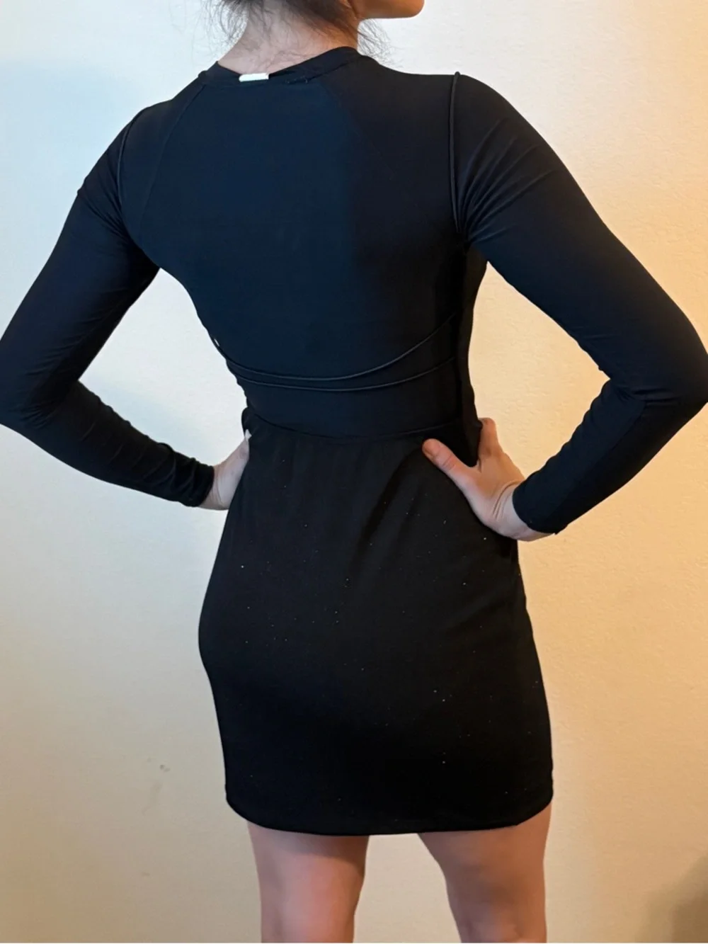 Windsor Glittery Black Spaghetti Strap Bodycon backless Dress - Picture 2 of 7